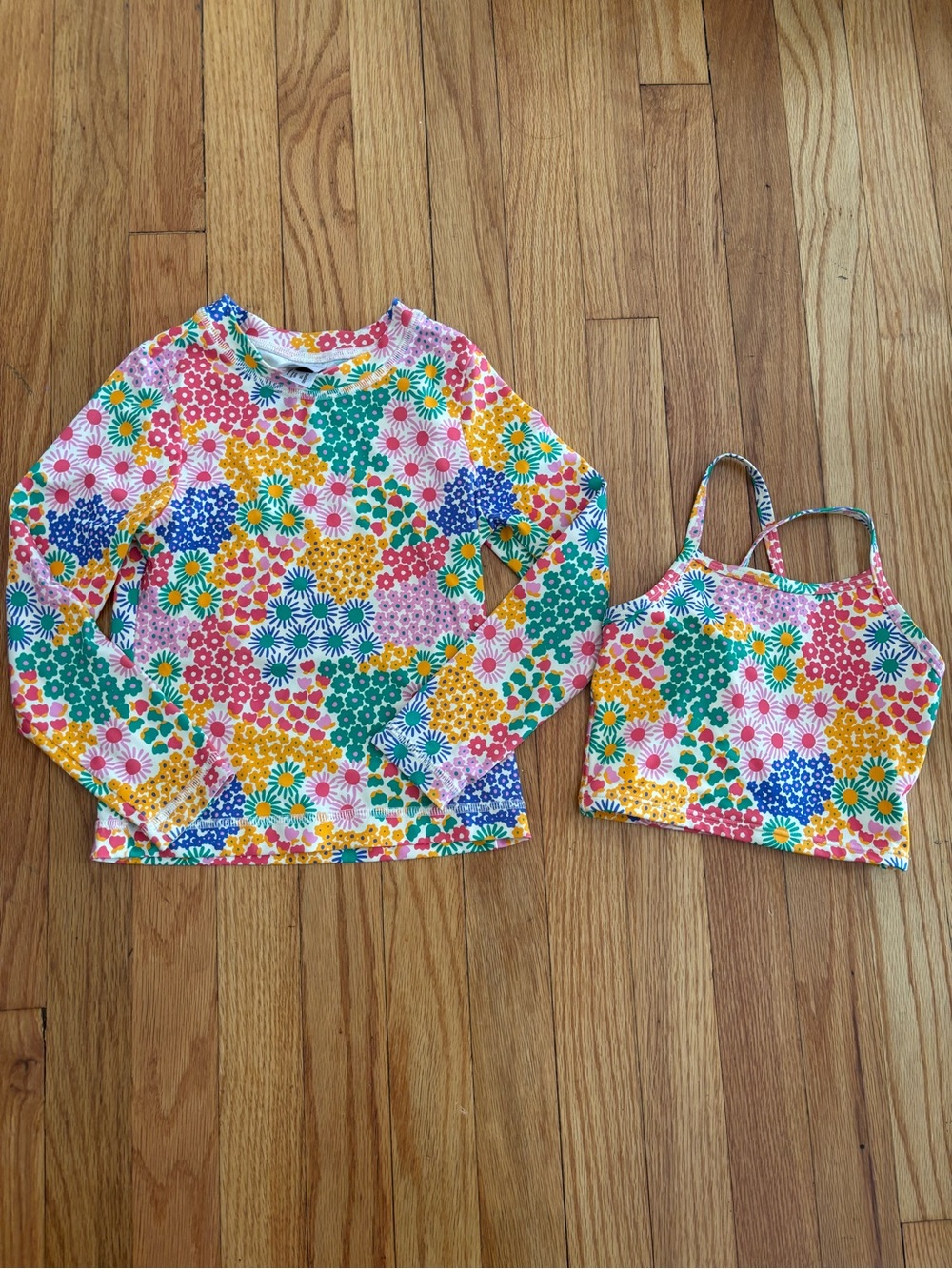 Hanna Andersson swimsuit top and Rashguard girls size 5 yrs old